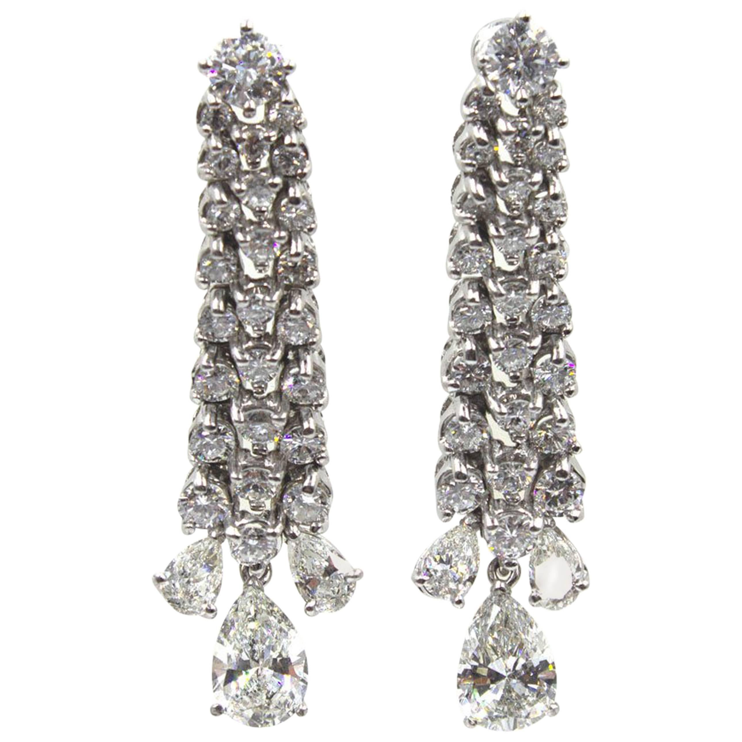 6.17 Carat Diamond Platinum Dangle Vintage Earrings