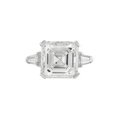 6.17 Carat GIA Square Emerald-Cut Diamond Ring