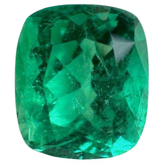 6.17 Carat Intense Green Colombian Emerald - Muzo Cushion Cut Minor Oil Gem