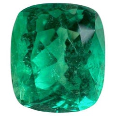 6.17 Carat Intense Green Colombian Emerald - Muzo Cushion Cut Minor Oil Gem