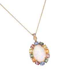 Sunita Nahata Opal 6.17ct. Pendant in 18KYG with Sapphire and Diamond