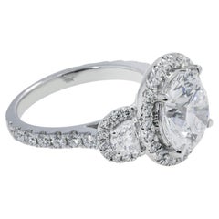 6.17 Carat Round Brilliant Diamond Ring Brilliant White 18K White Gold