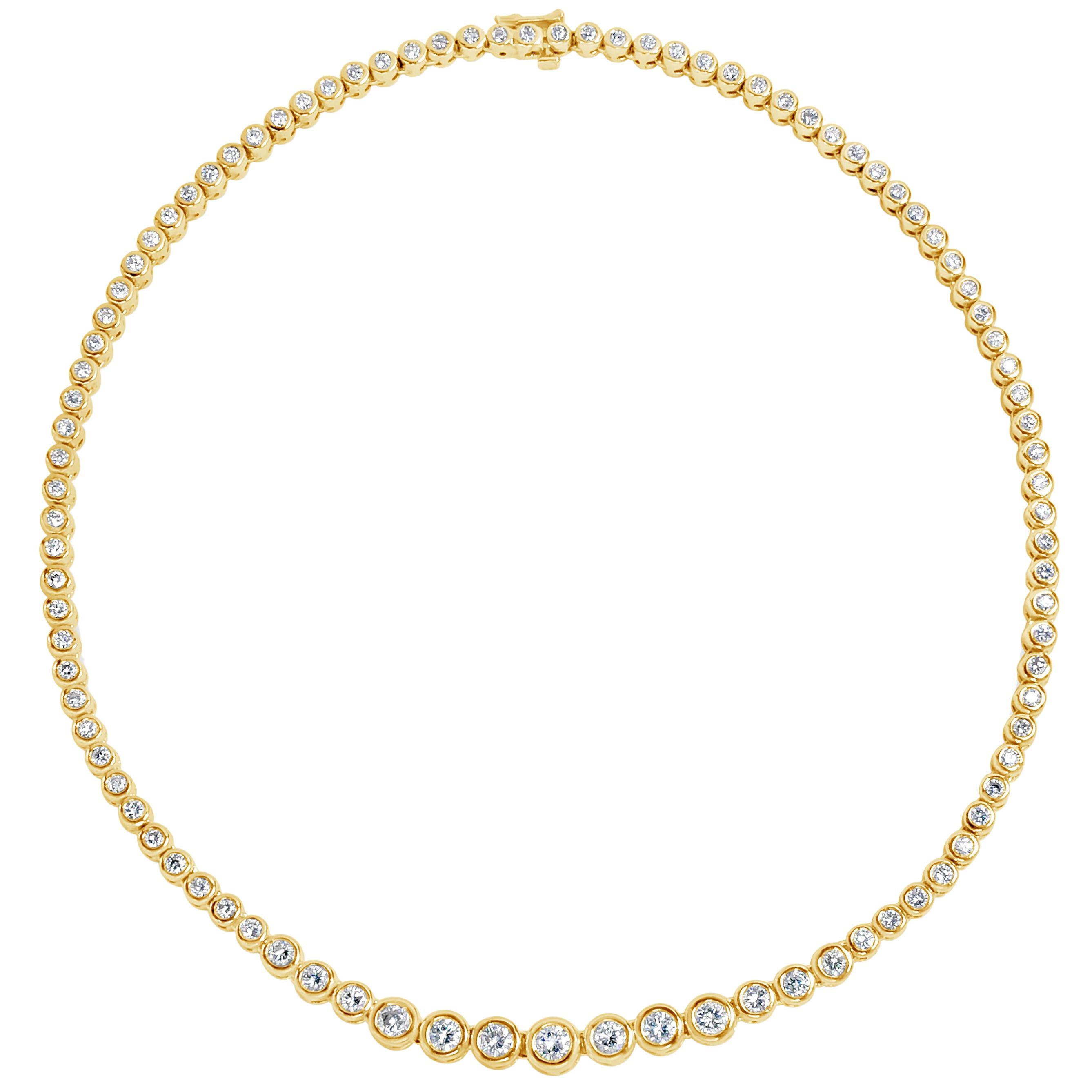 Roman Malakov 6.17 Carat Round Diamond Bezel Rivieré Necklace