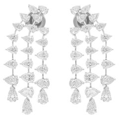Boucles d'oreilles chandelier en or blanc 14 carats avec diamants poire de 6,17 carats SI/H