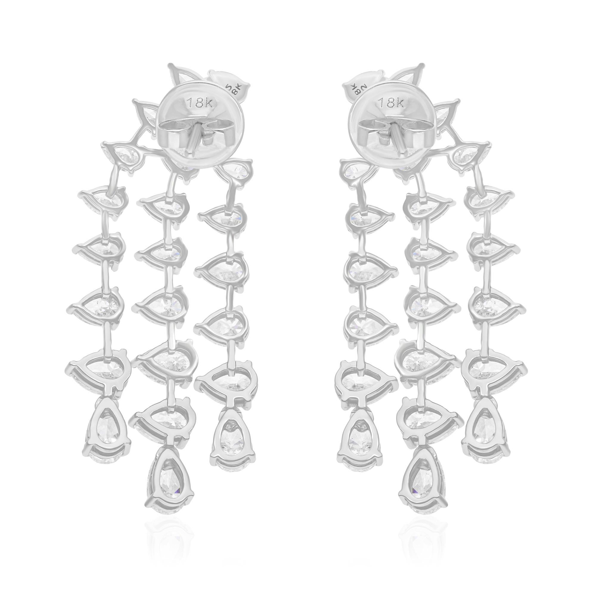 Boucles d'oreilles chandelier en or blanc 18 carats avec diamants poire de 6,17 carats SI/H Neuf - En vente à Diera, Dubai