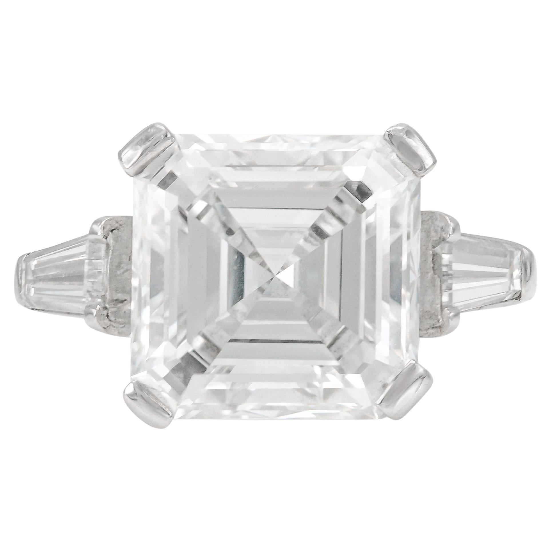 6.17 Carat Square Emerald Cut Diamond Engagement Ring