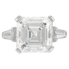 6.17 Carat Square Emerald Cut Diamond Engagement Ring