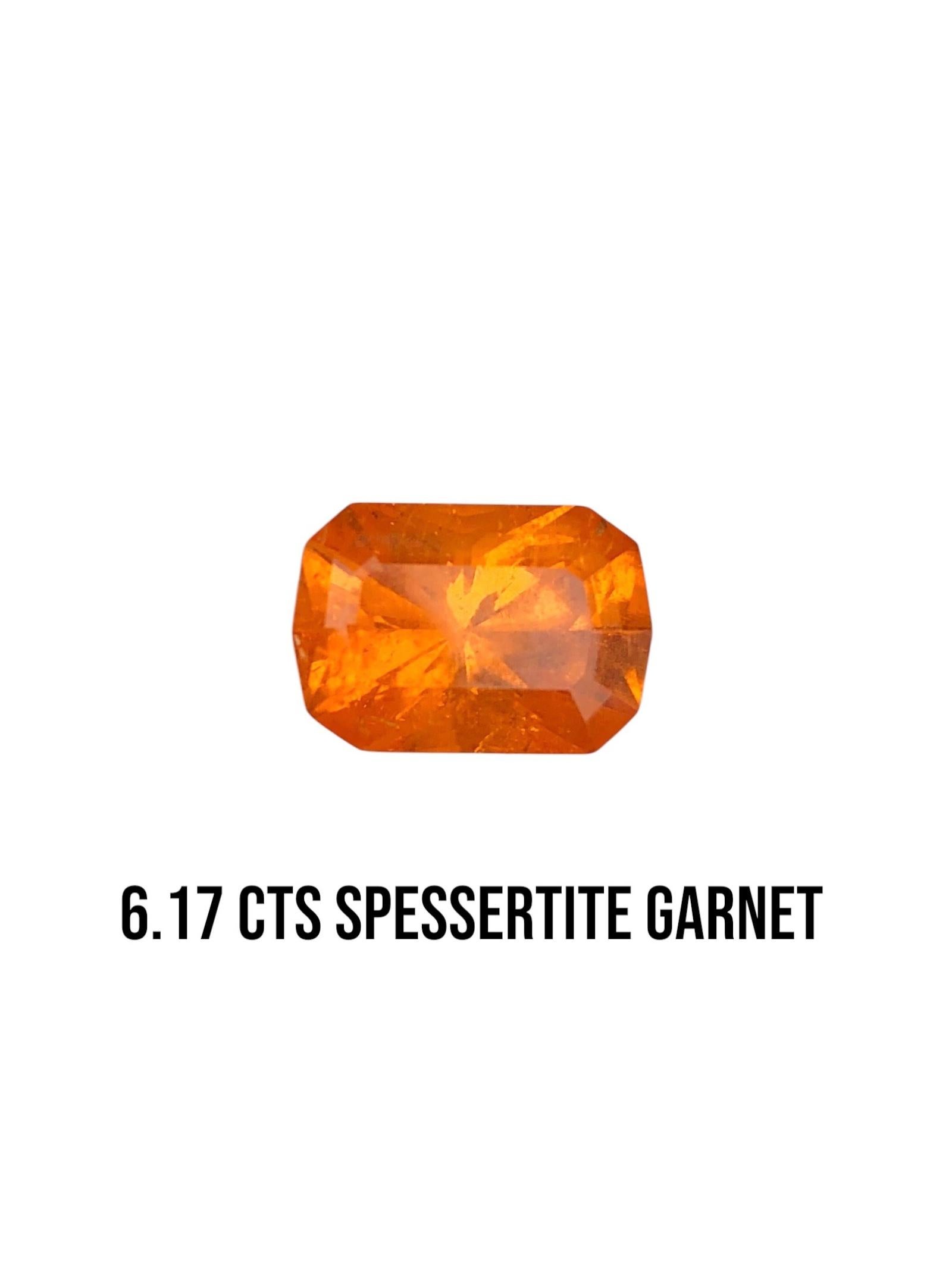 6,17 Karat Natürlicher Spessartit Granat Fanta- orange Edelstein Auge sauber Qualität im Angebot 3