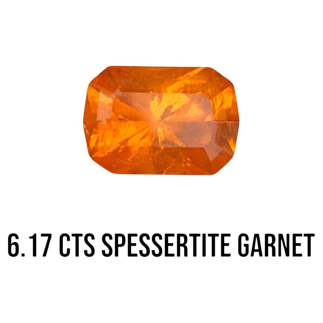 6.17 Ct Natural Spessartite Granate Fanta- gema naranja ojo limpio de calidad