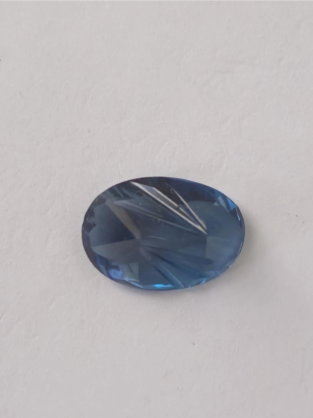 6.17 ct Oval London Blue Topaz 14X10 Fantasy Cut in vendita 2