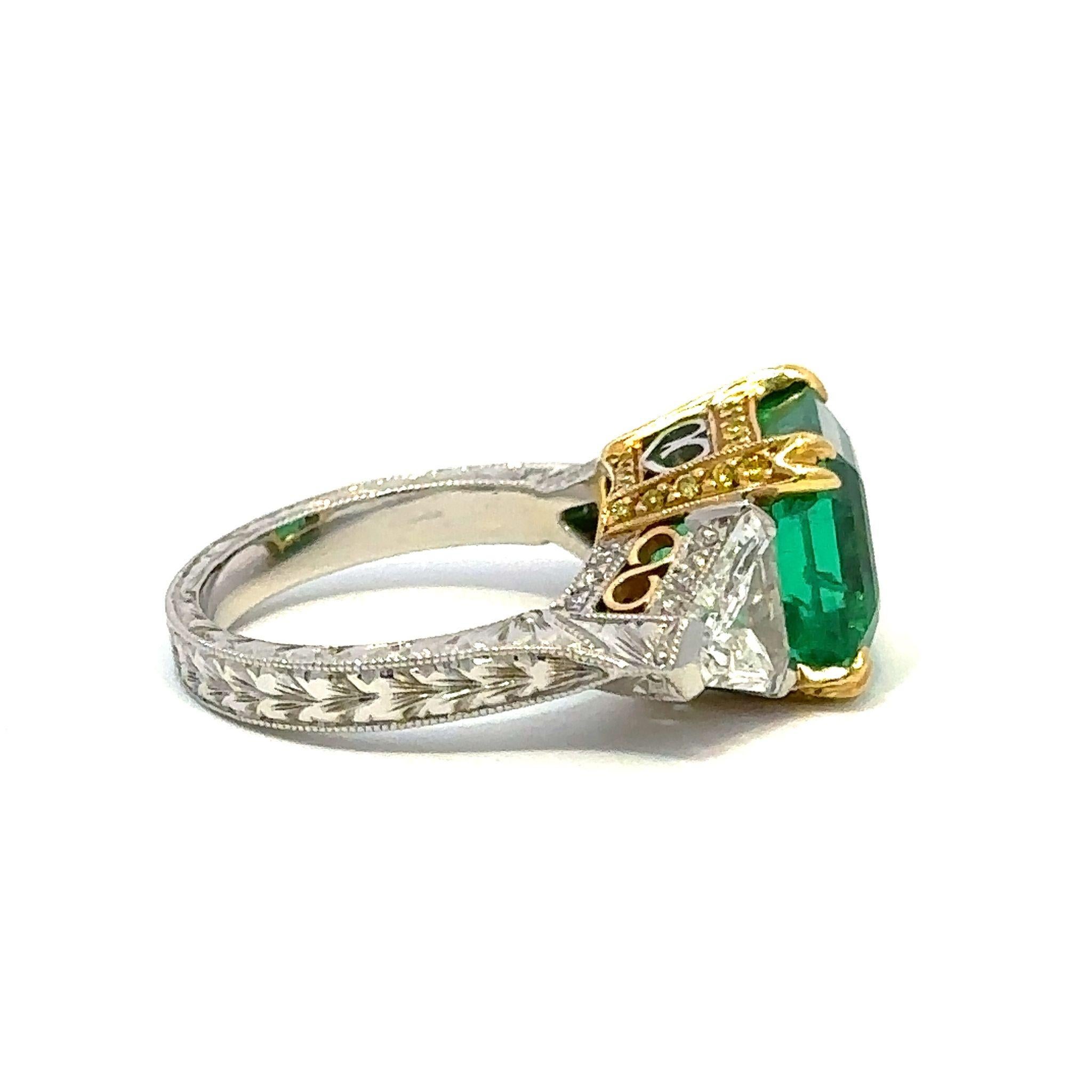 Women's 6.18 Carat AGL/AGTA Certified Colombian Emerald and Diamond Ring  For Sale
