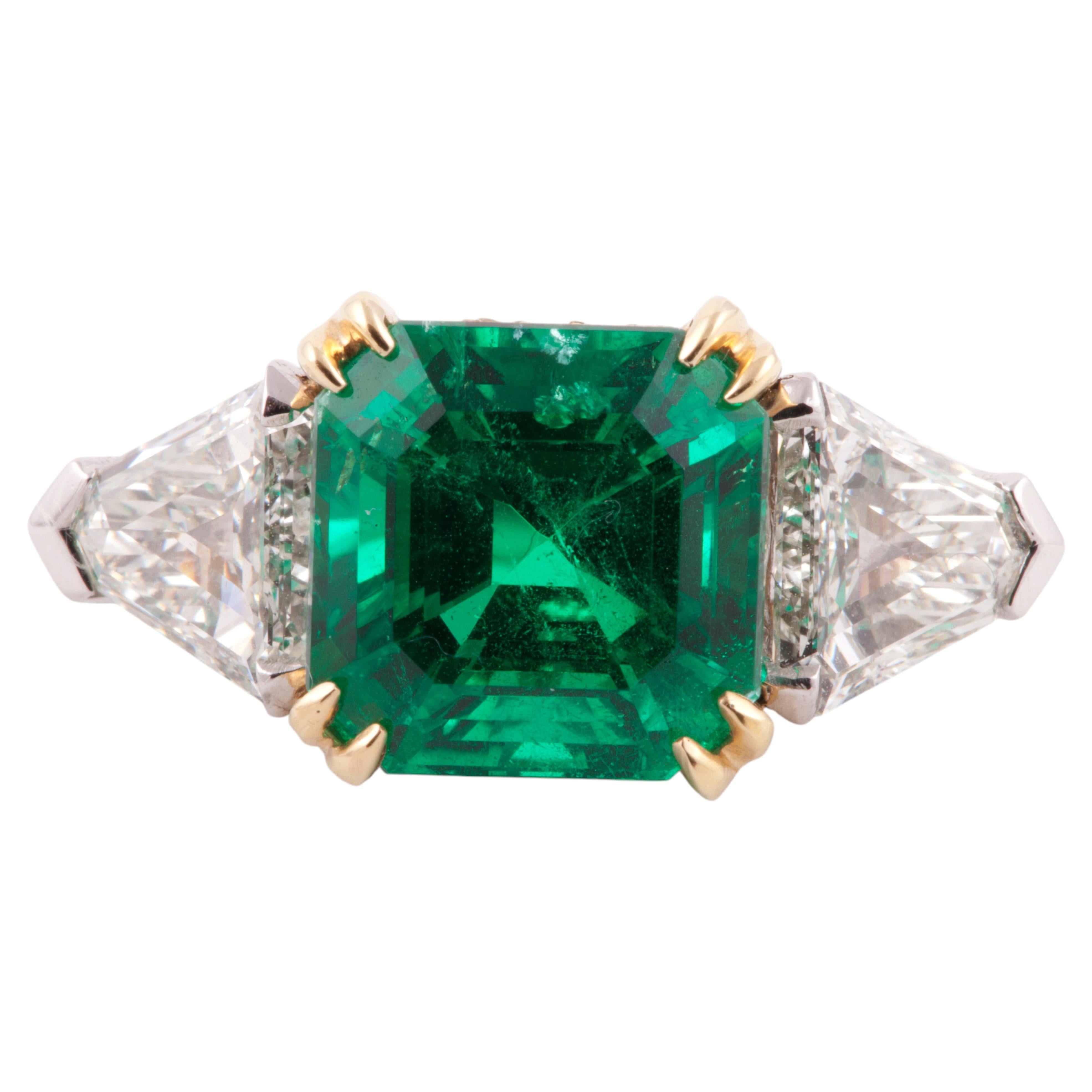 6.18 Carat AGL/AGTA Certified Colombian Emerald and Diamond Ring