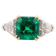 6.18 Carat AGL/AGTA Certified Colombian Emerald and Diamond Ring