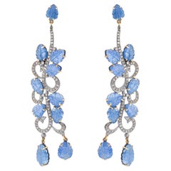 61.8 Carat Diamond and Sapphire Dangle Earrings