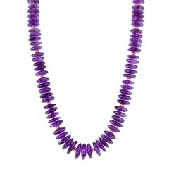 618 Carat Facetted Amethyst Rondelles 14 Karat Yellow Gold Necklace