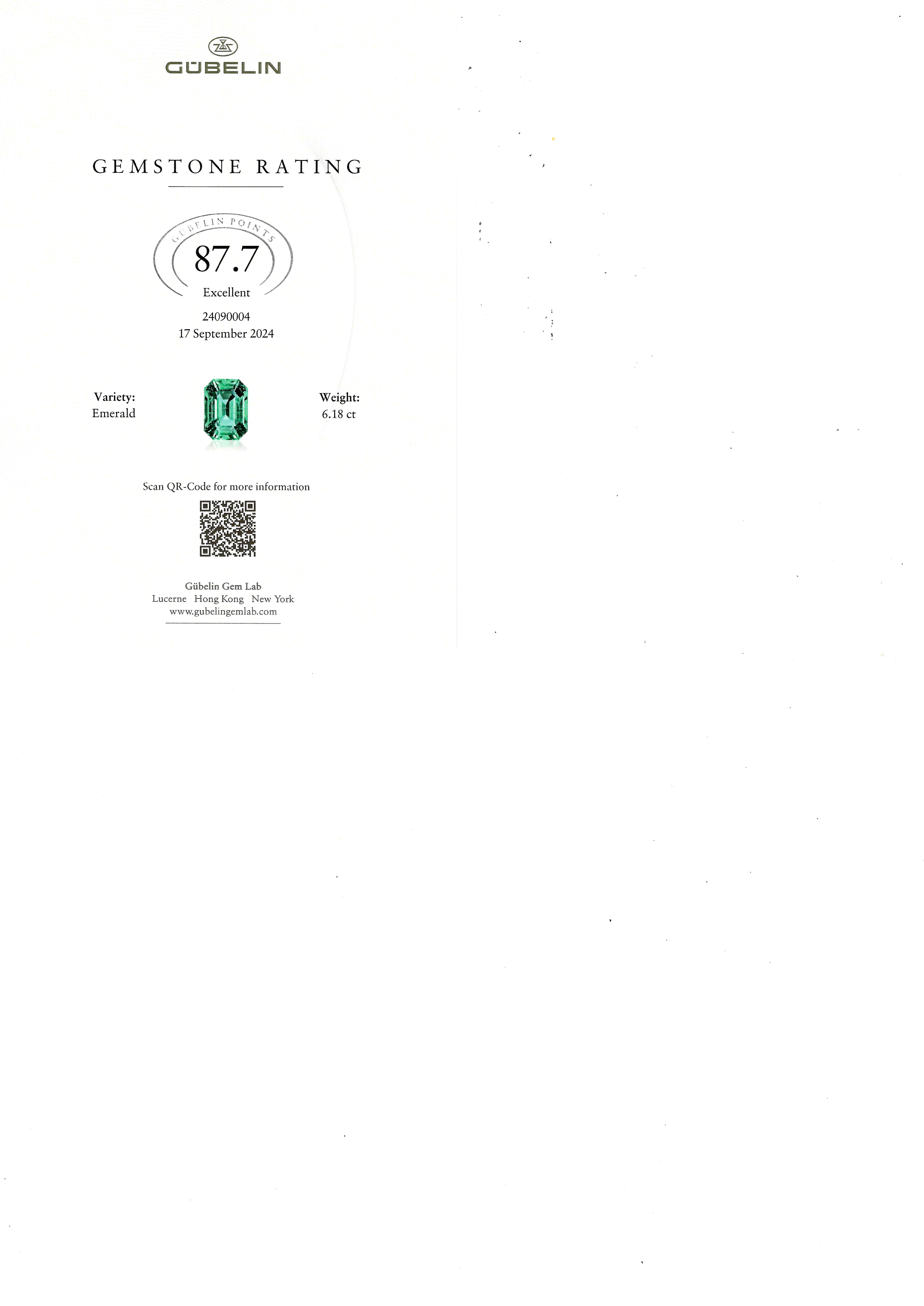6.18ct Zambian Emerald Ring with Baguette Diamonds, Gübelin Certified For Sale 3
