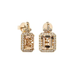 Sunita Nahata Morganite 6.18ct. Drop Earring in 18KRG with White Diamond.