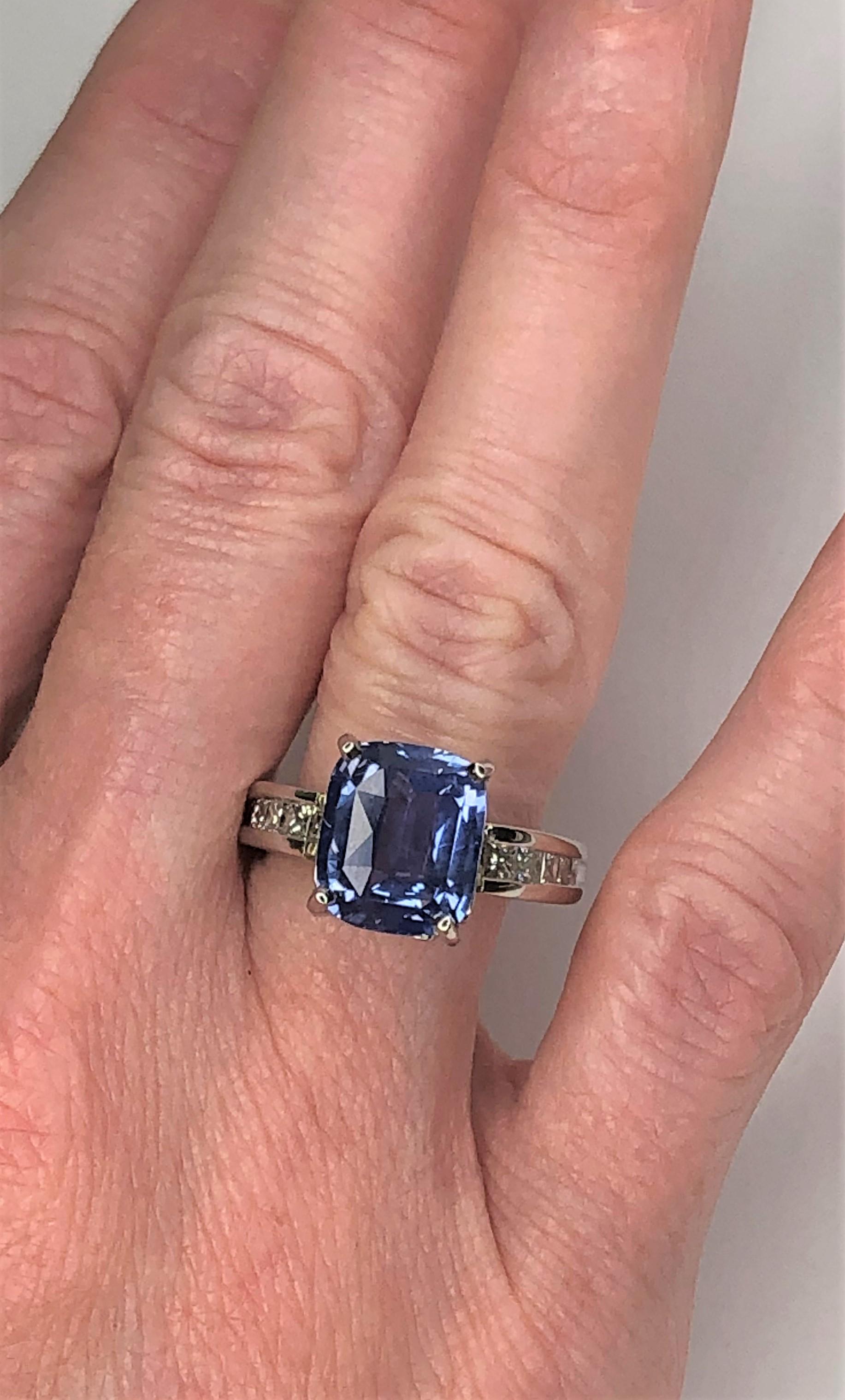 6.18ct Natural Blue Sapphire Diamond Ring No Heat For Sale 1
