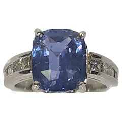 6.18ct Natural Blue Sapphire Diamond Ring No Heat