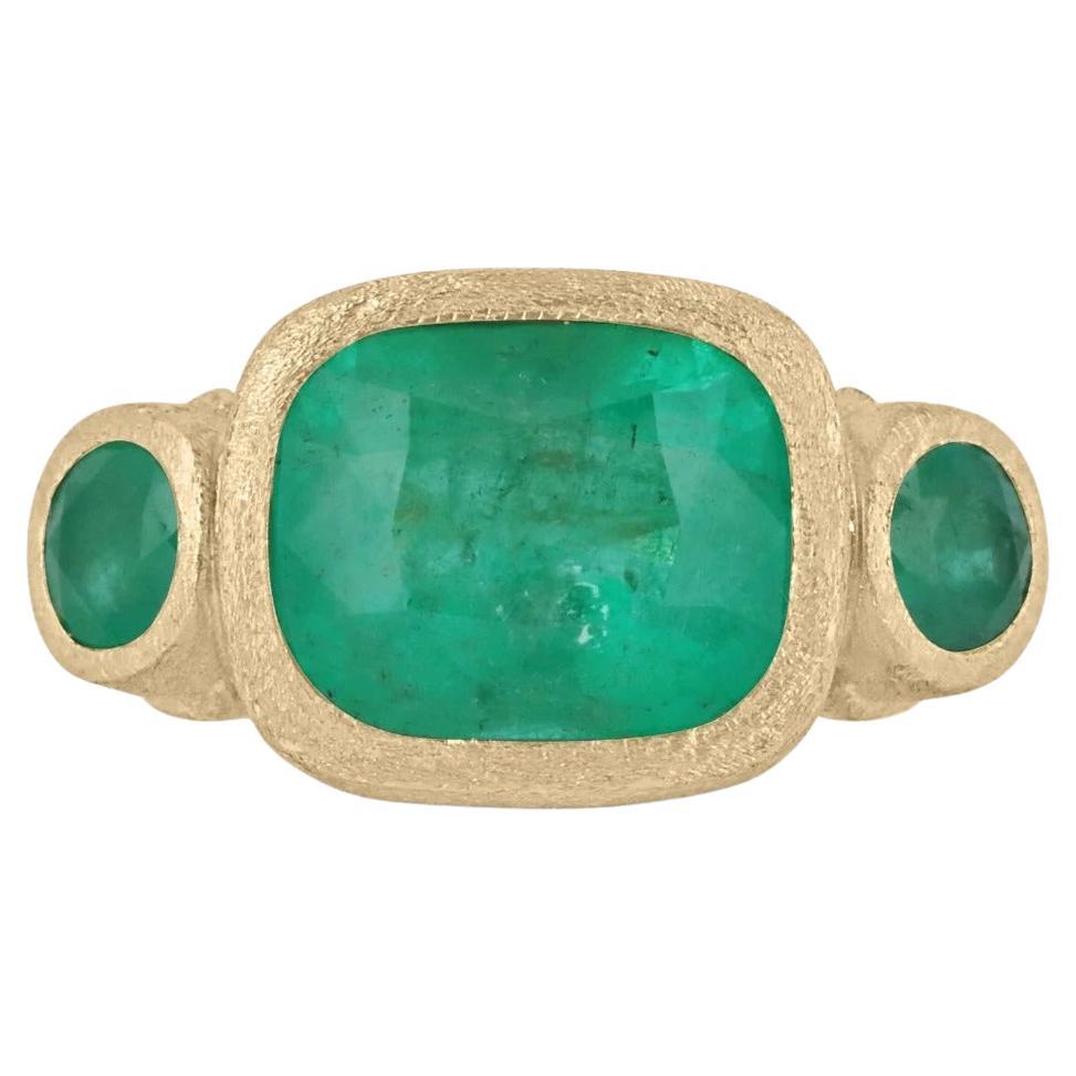 Gin and Grace 14K Yellow Gold Natural Zambian Emerald Ring with Real  Diamonds - 1617WA