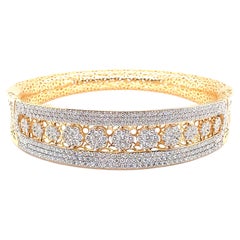6.19 Carat Diamond Yellow Gold Cuff Bracelet
