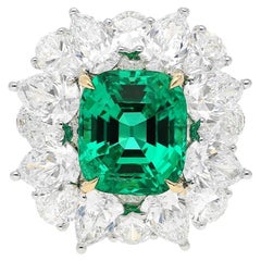 6.19 Carat No Oil Colombian Emerald Ring AGL Certified
