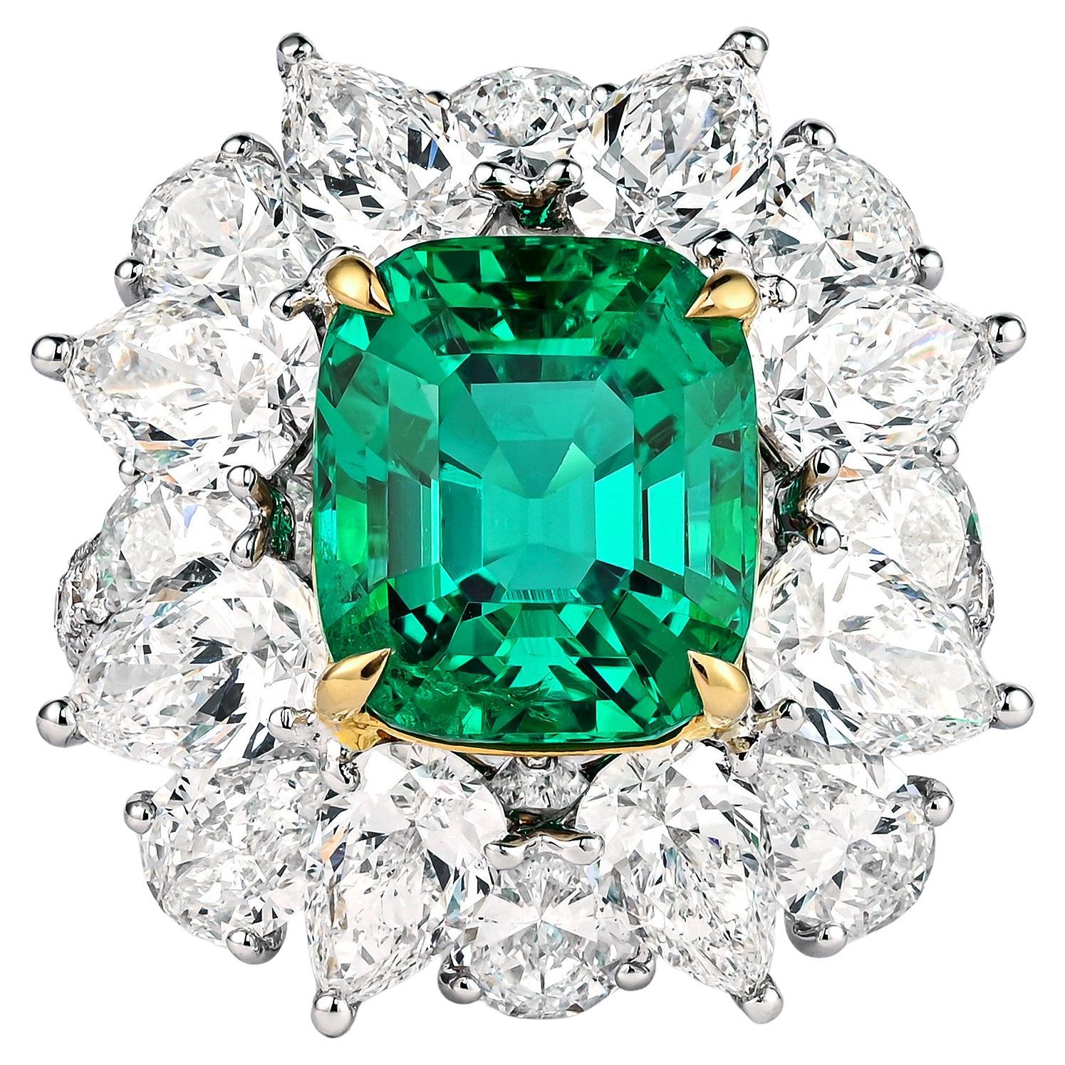 6.19 Carat No Oil Colombian Emerald Ring AGL Certified (Bague d'émeraude colombienne sans huile)
