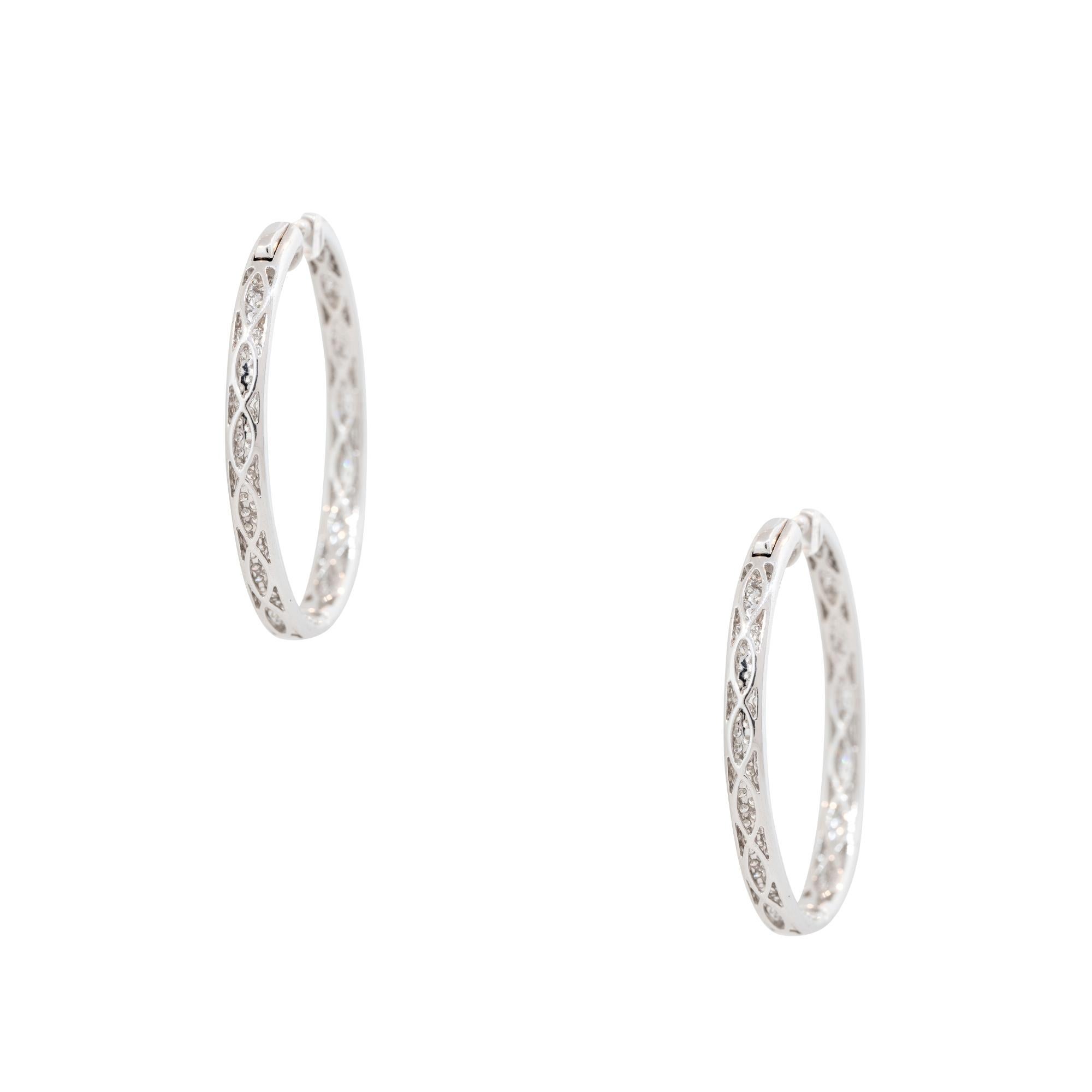 Women's 6.19 Carat Pave Diamond Inside-Out Oval Hoop Earrings 18 Karat In Stock For Sale