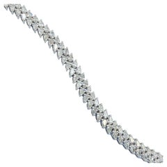 6.19 Carat Pear Shape Tennis Bracelet in 18K White Gold