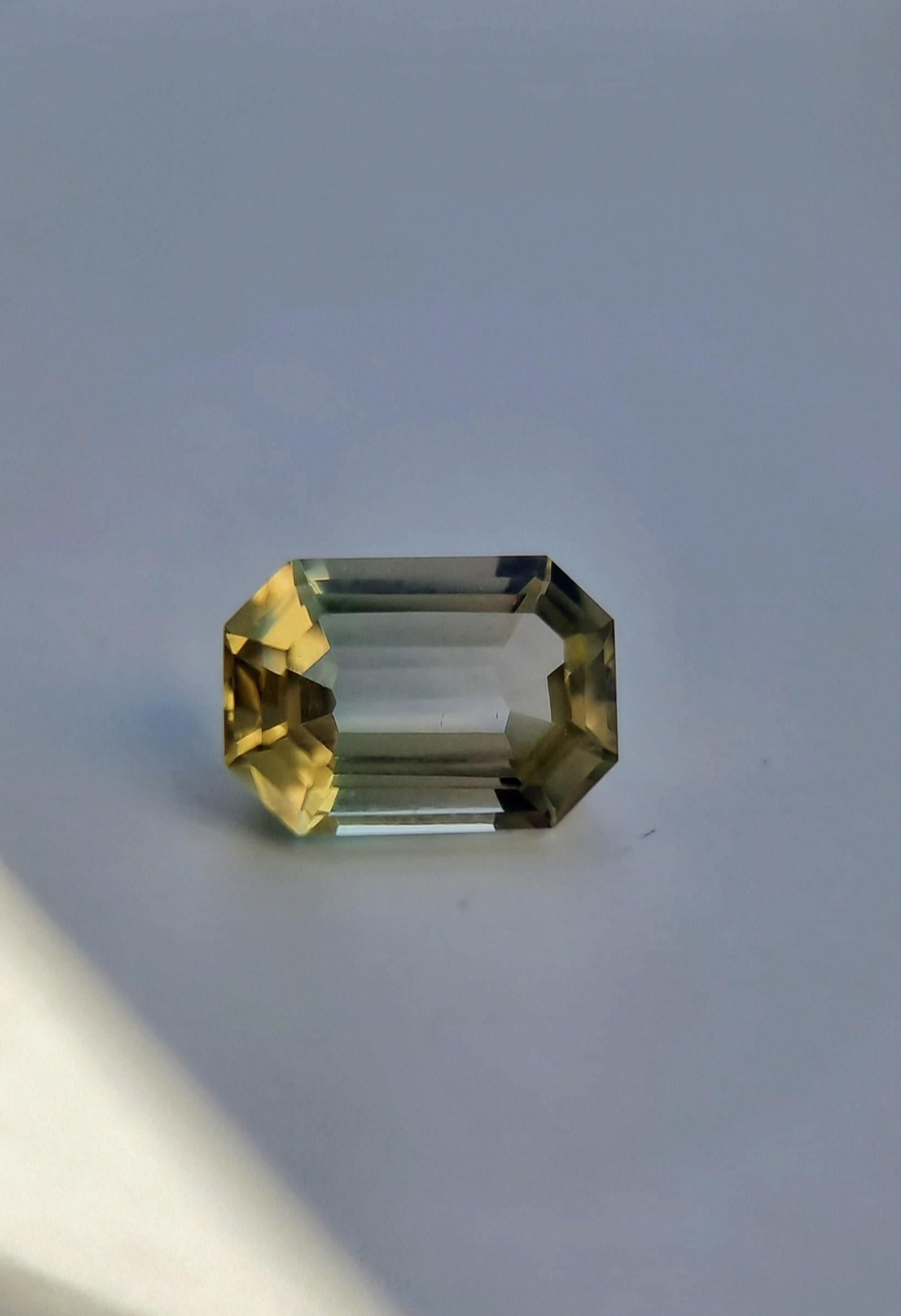6.1ct Natürlicher zweifarbiger Turmalin - Präzisionssmaragdschliff im Angebot 4