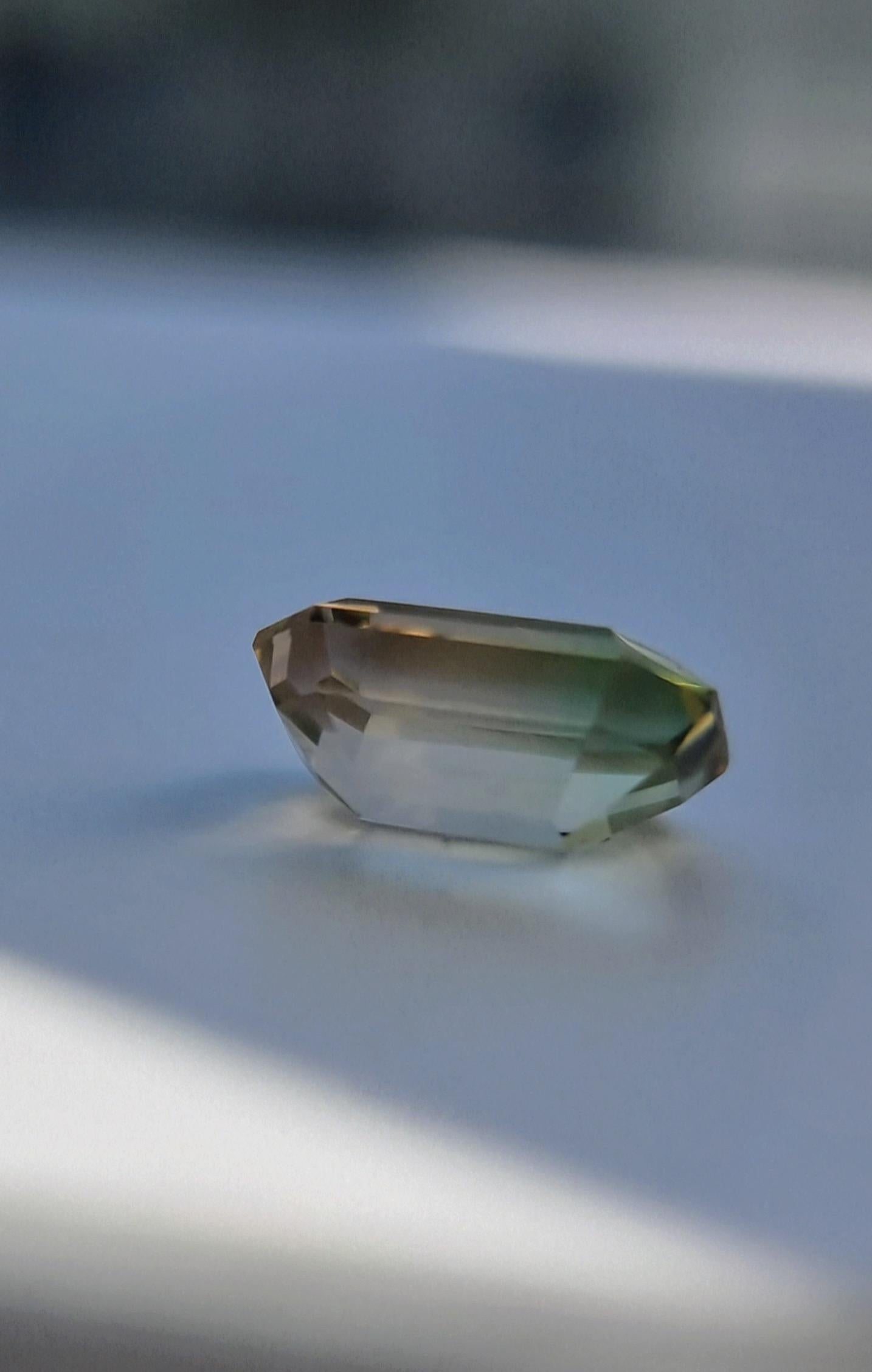 6.1ct Natürlicher zweifarbiger Turmalin - Präzisionssmaragdschliff im Angebot 1