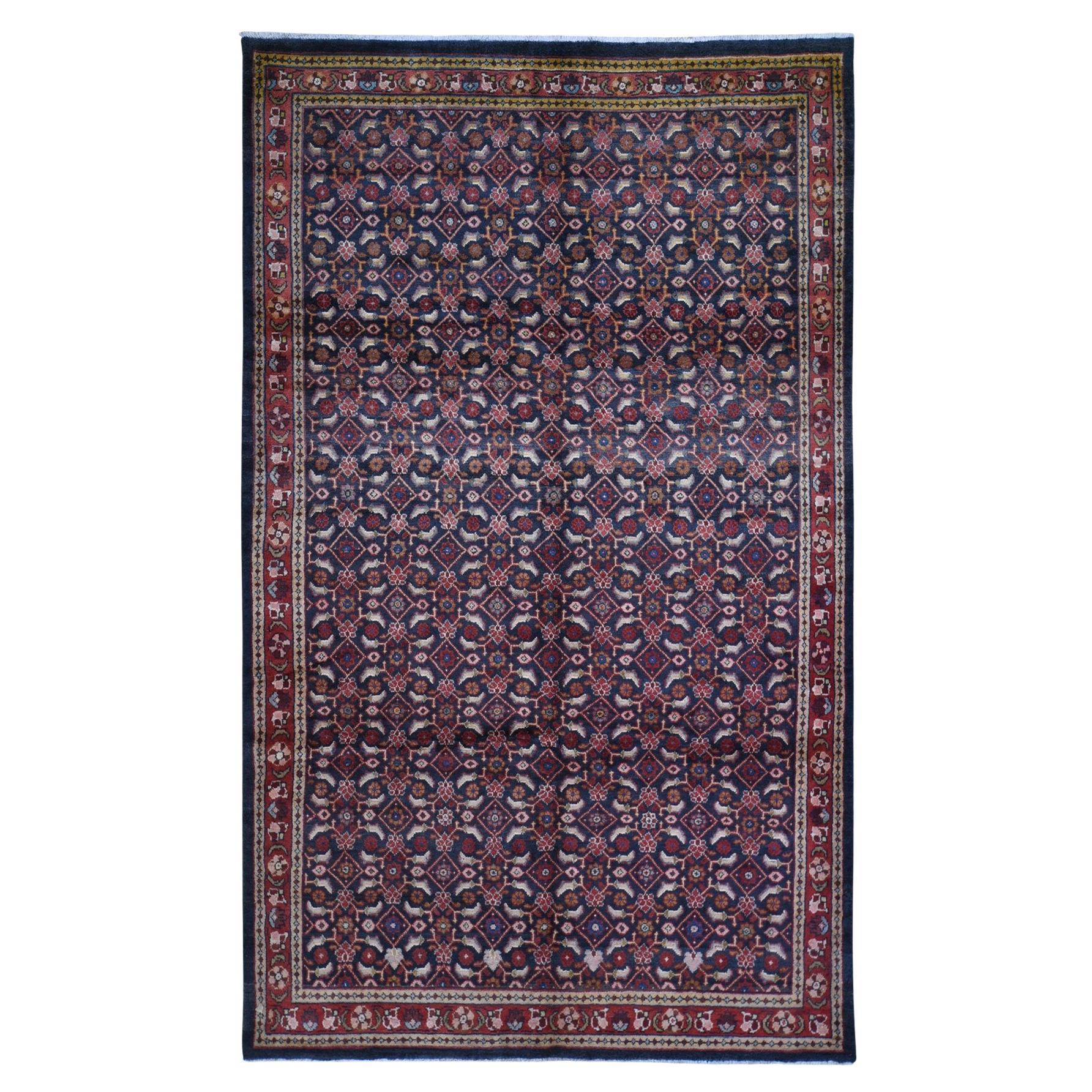 6'1 "x10' New Persian Mahal with Herati Fish Design All Over Tapis noué à la main en vente