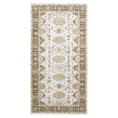 6'1 "x11'10" Beige et Brown Karajeh Design Hand Knotsted Wool Runner Tapis d'Orient