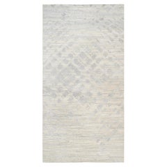 6'1"x11'10" Ivory Undyed Natural Wool Hand Knotted Modern Design Runner Rug