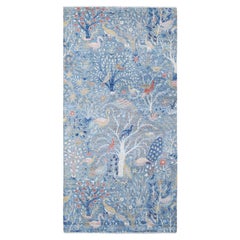 6'1 "x12' Azul Peshawar Alfombra Corredera de Lana Anudada a Mano con Diseño de Aves del Paraíso