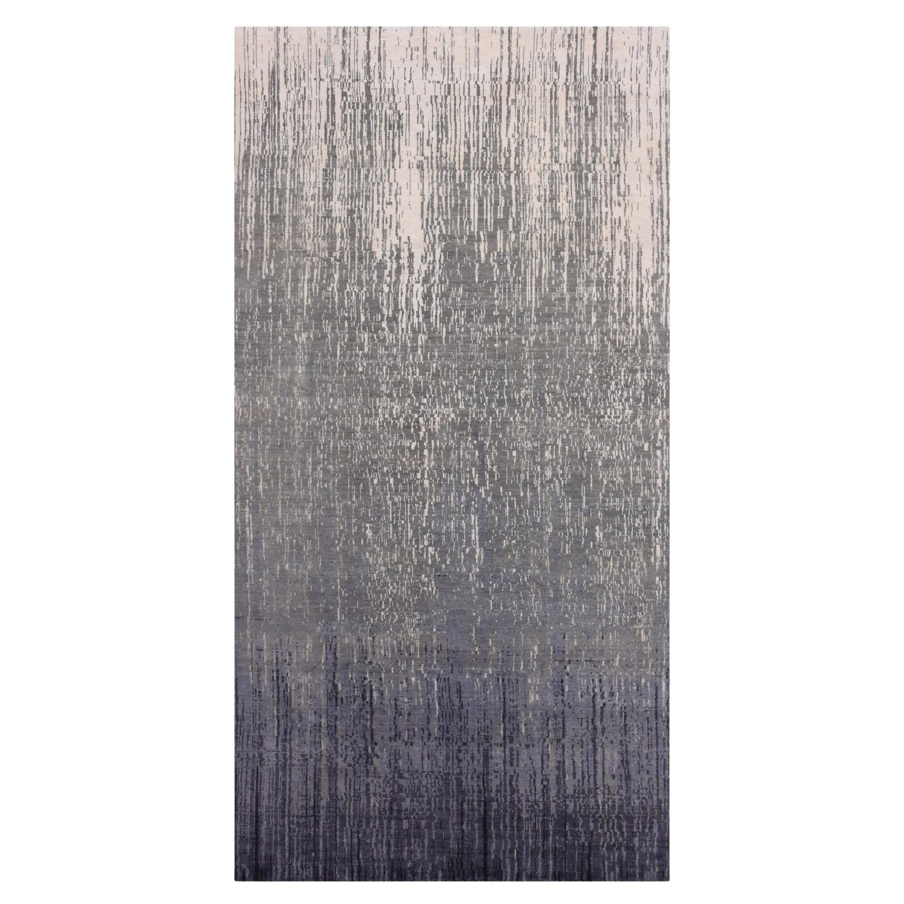 6
1 "x12
1" Grau, Reine Wolle Handgeknüpft, Modernes Ombre Design Breiter Läufer Teppich