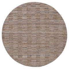 Tapis rond tissé à la main en polyester, couleur « Beaver Brown », motif moderne en damier, 6'1" x 6'1"