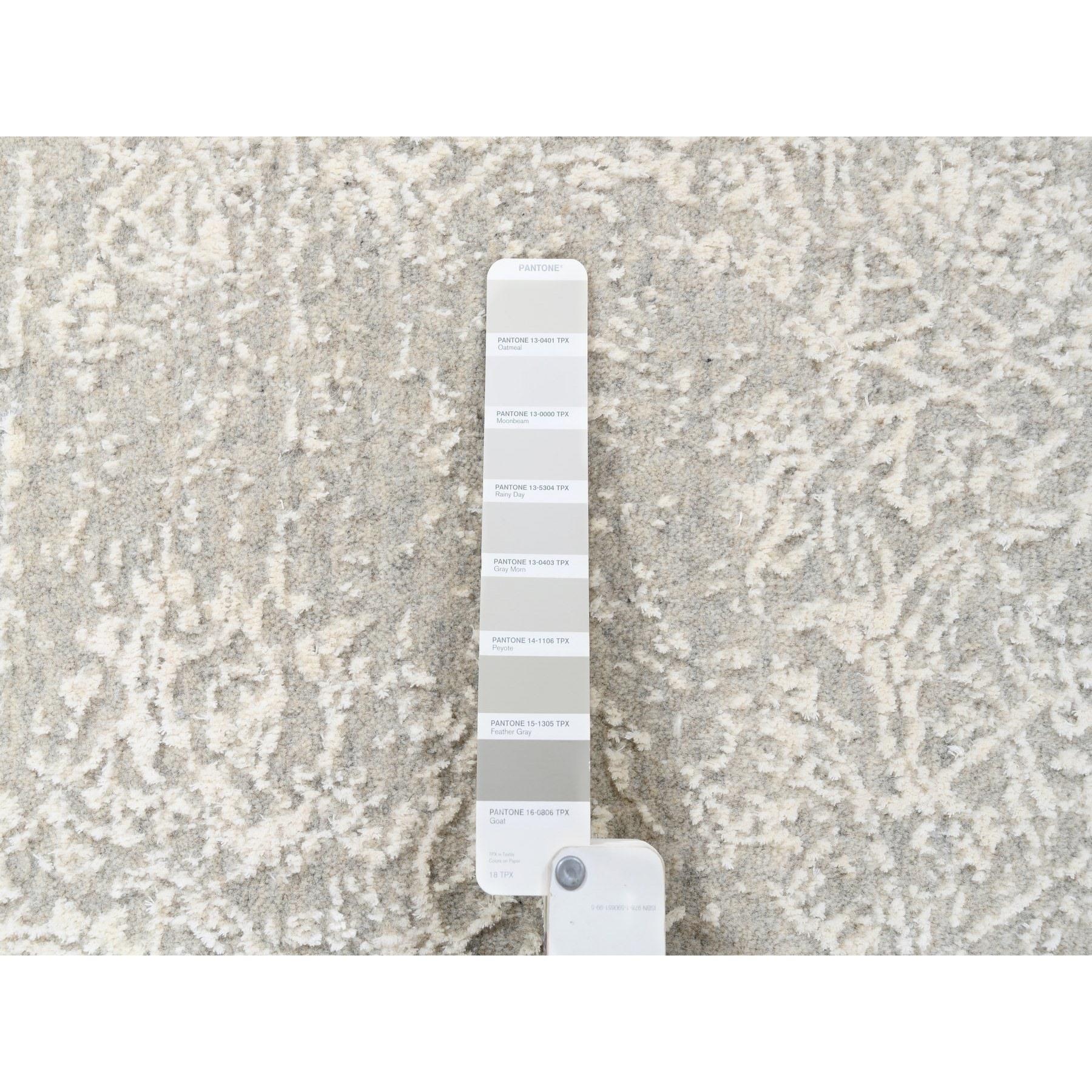 Alfombra Redonda de Jacquard Fino Tejido a Mano de Lana y Seda Beige de 1,80 x 1,80 cm Indio en venta