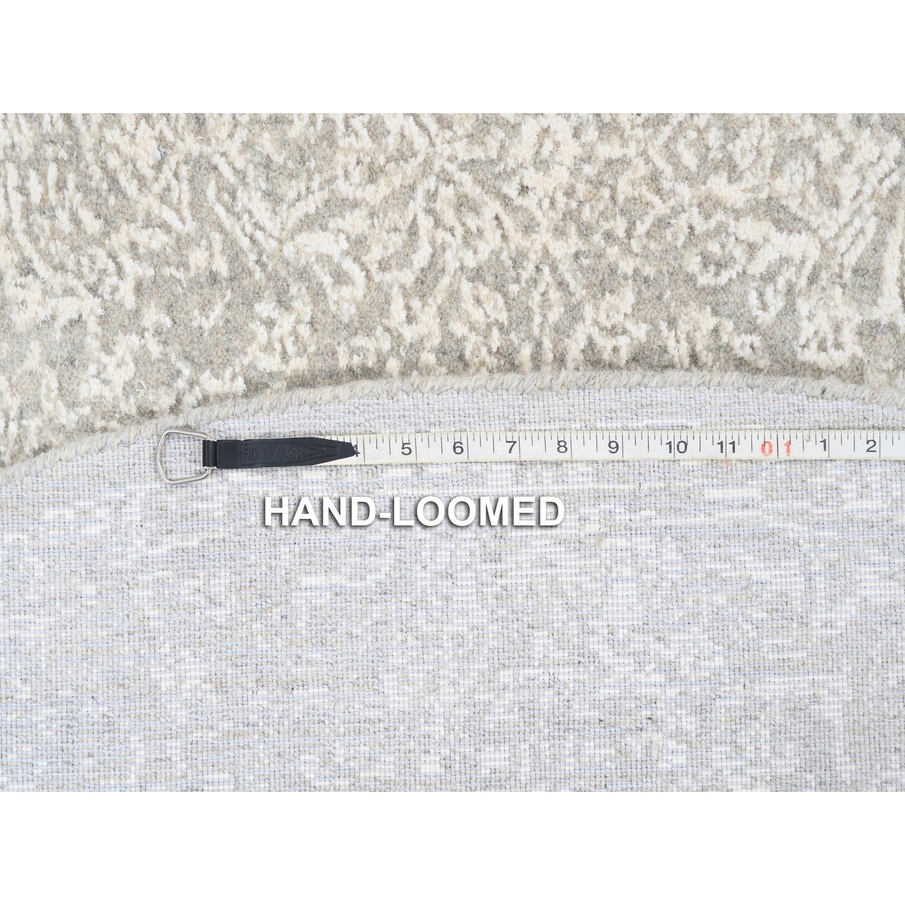 Alfombra Redonda de Jacquard Fino Tejido a Mano de Lana y Seda Beige de 1,80 x 1,80 cm en venta 1