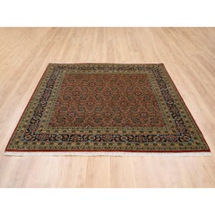 6'1 "x6'1" Dense Weave Hand Made Herati Fish Design Square 175 KPSI Wool&Silk Rug