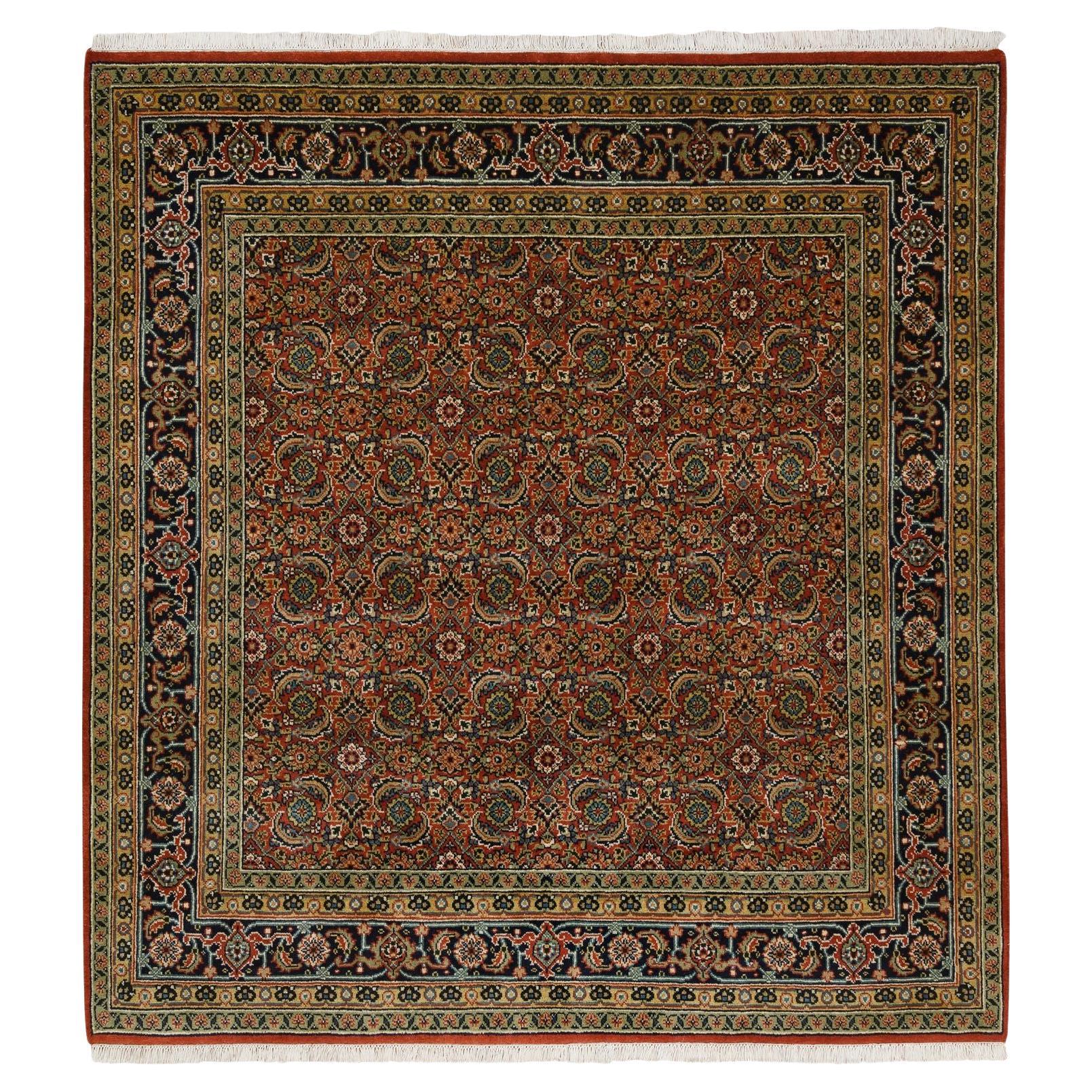 6'1"x6'1" Dense Weave Hand Made Herati Fish Design Square 175 KPSI Wool&Silk Rug