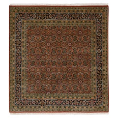 6'1"x6'1" Dense Weave Hand Made Herati Fish Design Square 175 KPSI Wool&Silk Rug