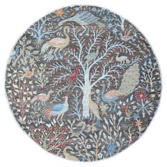 6'1"x6'1" Dovetail Gray, Hand Knotted, Organic Wool, Afghan Peshawar Round Rug