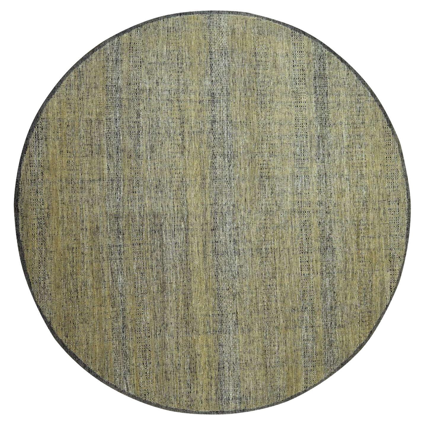 6
1 "x6
1" Alfombra redonda de pura lana anudada a mano marrón miel con diseño de hierba desgastada en venta