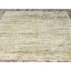 6'1"x6'1" Ivory Moroccan Berber Organic Wool Hand Knotted Square Rug
