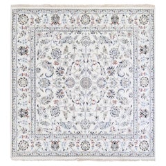 6
1"x6
1" Ivory Wool 250 KPSI All Over Design Nain Hand Knotted Oriental Rug