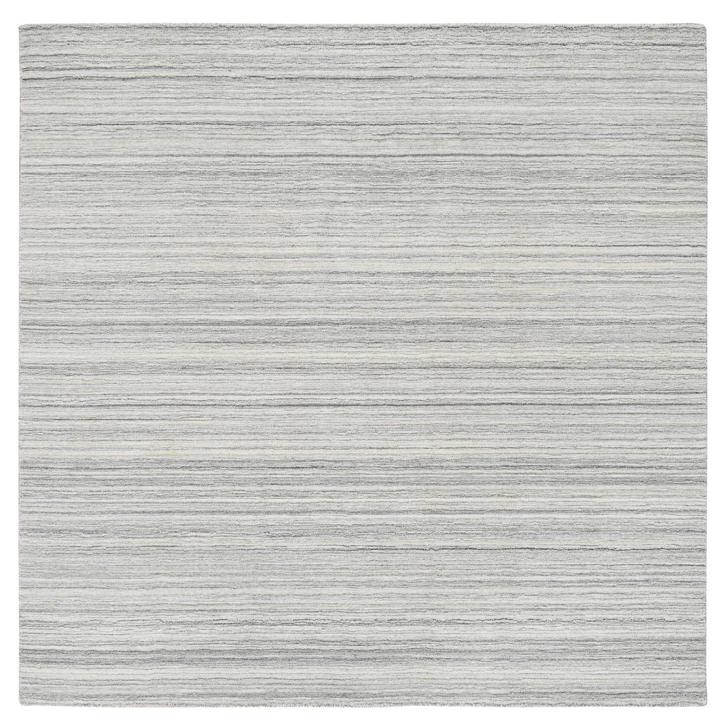 6
1"x6
1" Platinum Gray Undyed Natural Wool Modern Design Hand Loomed Square Rug