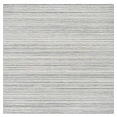 6
1"x6
1" Platinum Gray Undyed Natural Wool Modern Design Hand Loomed Square Rug