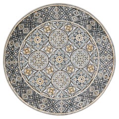 6'1"x6'1" Taupe-Brown Wool Silk Mughal Inspired Hand-Knotted Round Rug