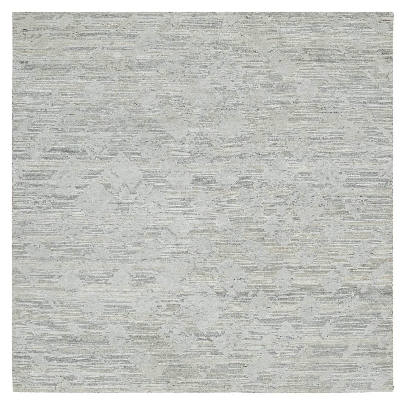 6
1 "x6
2" Elfenbein Modernes Design Ungefärbt Natürliche Wolle Handgeknüpft Quadratischer Teppich